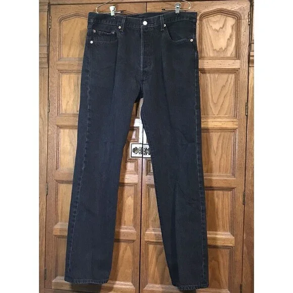 Levi's 501 Black Straight Leg Denim Jeans Men's size 36x34 Levi Strauss WPL 423 - Picture 2 of 13